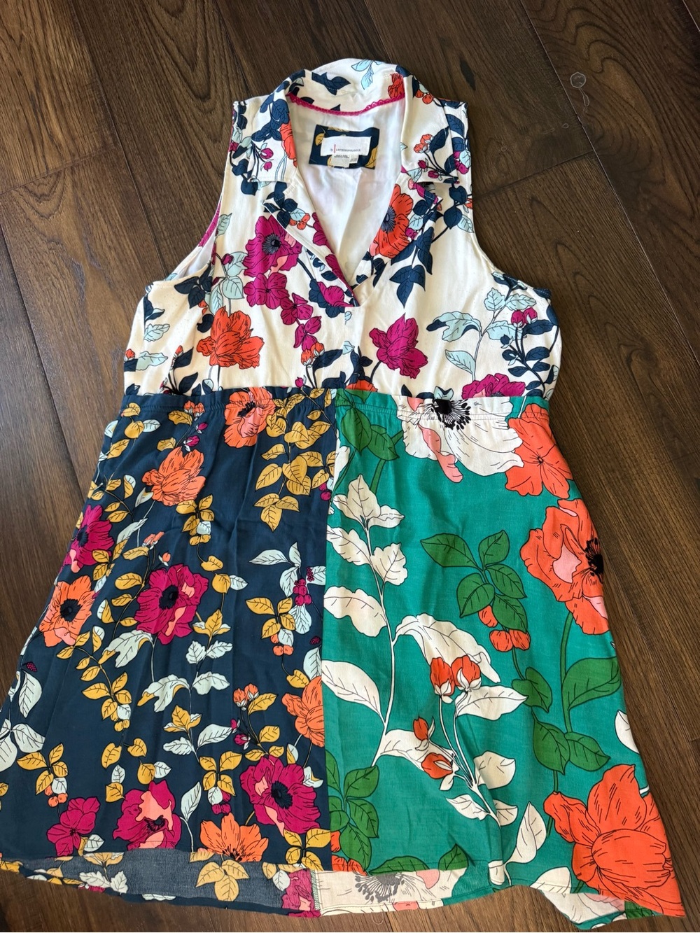 Anthropologie Multicolor Floral Patchwork Dress